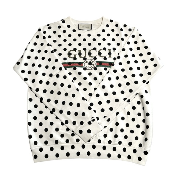 Gucci White & Black Polka Dot Print Sweatshirt - Picture 3 of 15